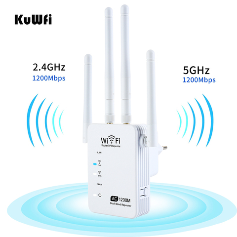 KuWFi 5Ghz WiFi Repeater 1200Mbps Dual Band AP Router 2.4G 5G WiFi Amplifier/Extender Long Range Wi-Fi Antenna Signal Booster ► Photo 1/6