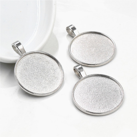 New Fashion 10pcs 25mm Inner Size Rhodium Colors Classic Simple Style Cabochon Base Setting Charms Pendant (A4-39) ► Photo 1/2