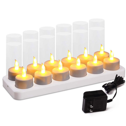 Pack of 12 Not Flickering or Flickering Flameless LED Candles With Rechargeable Battery,Long Battery Life For Wedding Home ► Photo 1/6