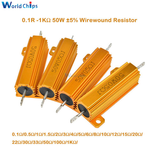 50W Aluminum Power Metal Shell Case Wirewound Resistor  ±5% 0.1R 0.5R 1R 1.5R 2R 8R 10R 20R 100R 1K ohm Aluminium Shell Resistor ► Photo 1/6