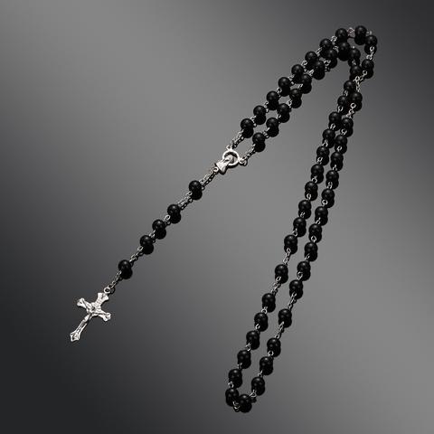 Vintage Rosary Beads Cross Necklace Fashion Round Crystal Bead Catholic Cross Necklace Religious Pendants Necklace Jewelry Gift ► Photo 1/6