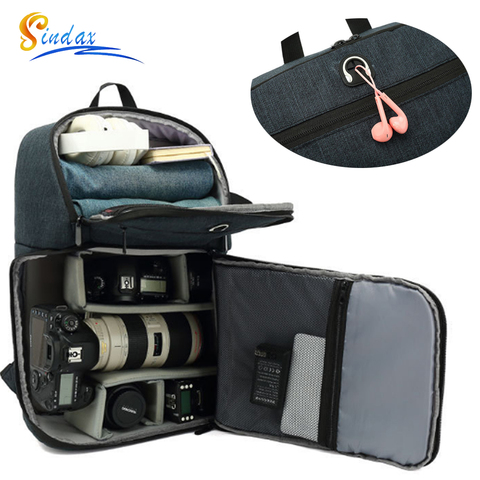 Waterproof DSLR Camera Bag Camera Backpack With Charging Earphone Hole Outdoor Camera Photo Bag for Laptop Tripod Video Lens Bag ► Photo 1/6