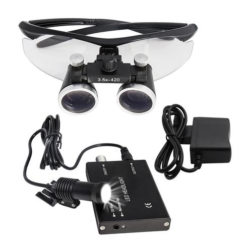 Dental Loupes Dental Magnifier Dental Lab Medical Loupes Magnification Binocular 2.5/3.5x420 Headlight Headlamp 5W  Cloth Case ► Photo 1/6