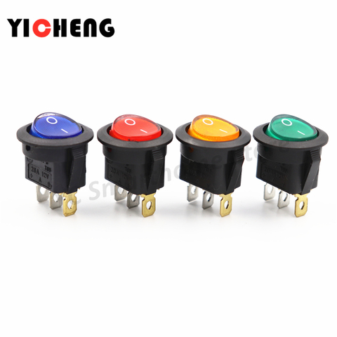 4Pcs KCD1 5V-12V / 220v ON/OFF Round Rocker Switch LED illuminated Car Dashboard Dash Boat Van With light ► Photo 1/6