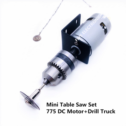 12V/24V Mini Table Saw Set 775 DC Motor+JT0/B10/B12 Drill Truck with holder for Wood Saw cutting Sander Saw-Blade ► Photo 1/6