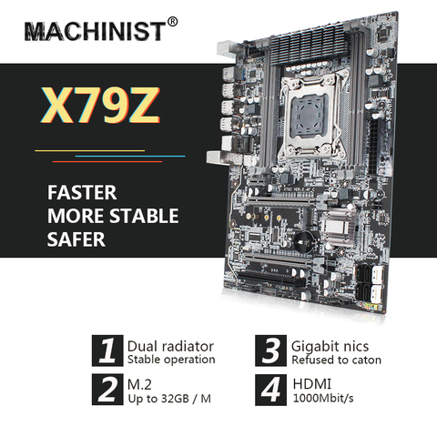 LGA 2011 ATX motherboard SATA3 X79 USB3.0 Dual PCI-E16X M.2 Xeon SSD suporte Quatro canais DDR3 E5 2.4F 1620V2 2670 2680v2 ► Photo 1/1
