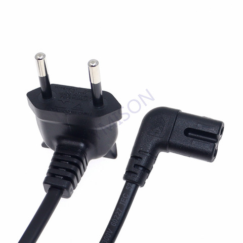 EU European 2 Prong Cable Power Supply Cord Right Angle to IEC C7 Figure 8 Power Cable for Samsung Power Supply LED TV Laptop ► Photo 1/6