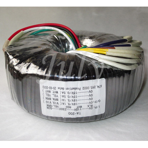 Toroidal transformer 200W dual 18V (5.1A) + dual 15V (0.5A) are 4 wires, ring cattle power transformer 115V-230V copper wire ► Photo 1/3