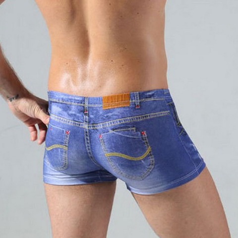 DIHOPE Men printed Denim short underpants summer male cotton sexy underwear U convex pouch underwear boxers calzoncillo ► Photo 1/6