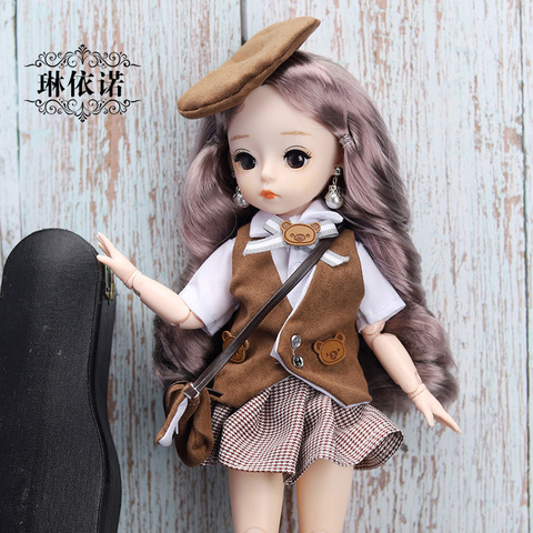 Adollya 1/6 BJD Doll Clothes Suit Kawaii Dress For Doll Accessories Cloth Lace Plaid DIY Dress Up Toys For Girls Fashion Clothes ► Photo 1/6