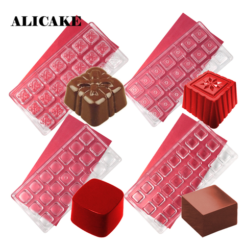 Square 3D Polycarbonate Chocolate Bar Molds Tray for Christmas Bakery Baking Pastry Making Tools Chocolate Form Bakeware Moulds ► Photo 1/6