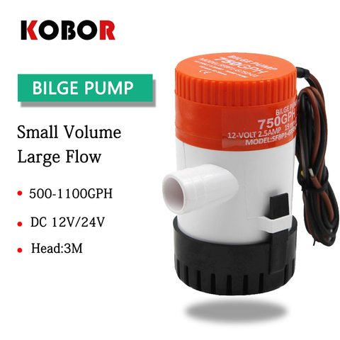 NEW ON 1100gph 750gph 500gph 350gph 12v 24vdc Mini Bilge Pump High Flow Submersible for garden seaplane motor home house solar ► Photo 1/5