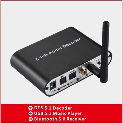 5.1CH Audio Decoder Bluetooth 5.0 Reciever Wireless Audio Adapter Optical Coaxial AUX USB2.0 DAC DTS AC3 FLAC DA615 ► Photo 1/6