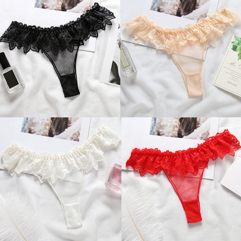 Fashion Erotic Porn Embroidery Panties Perspective G-String Lady Lingerie Sexy Soft Underwear Transparent Ultra-thin Sexy Thongt ► Photo 1/6