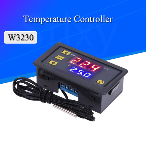 W3230 12V 24V AC110-220V Probe line 20A Digital Temperature Control LED Display Thermostat With Heat/Cooling Control Instrument ► Photo 1/6