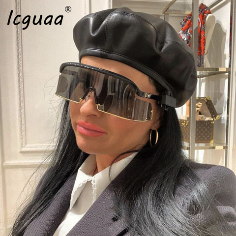 New 2022 New 2022 Trend ladies outdoor personality Sunglasses women Oversized onepiece Luxury brand Lentes de sol mujer ► Photo 1/6