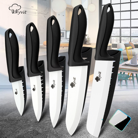 Ceramic Knife 3 4 5 6inch Chef Utility Slicer Serrated Bread Knife Paring Kitchen Ceramic Knives Set Zirconia Blade Cooking Tool ► Photo 1/6