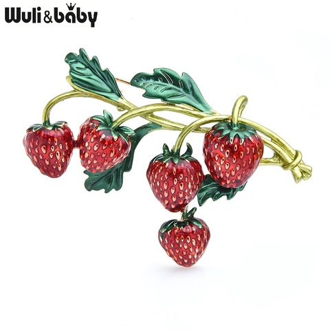 Wuli&baby Red Enamel Strawberry Brooches For Women Red  Strawberry Bouquet Flower Weddings Party Office Casual Brooch Pins Gifts ► Photo 1/5