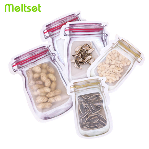 Plastic Reusable Mason Jar Bottles Bags Nuts Candy Cookies Zip lock Bag Kitchen Seal Fresh Food Storage Bags Kitchen Organizer ► Photo 1/6