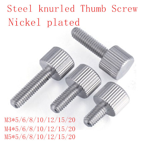 10pcs M3 M4 M5*5/6/8/10/12/15/20 Steel with nickel plated Knurling Flat Head Knurled Thumb Screw Hand Tighten Computer Screws ► Photo 1/1