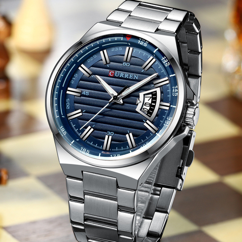 Top Brand CURREN Luxury Quartz Watches for Men Wrist Watch Classic Silver Stainless Steel Strap Men's Watch Waterproof 30M ► Photo 1/6