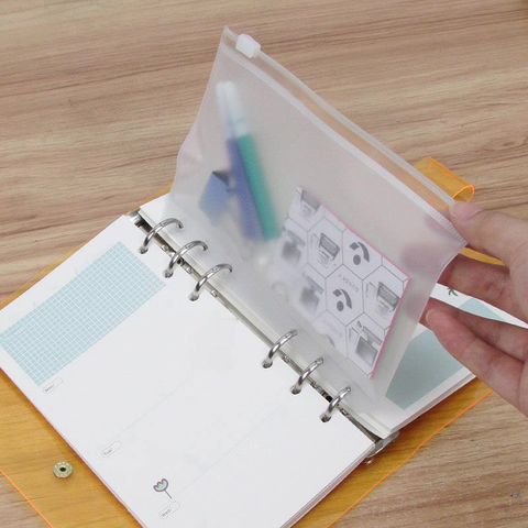 A5 A6 A7 Transparent File Holder Notebook 6 Hole Loose Leaf Pouch DIY Document Bag Binder Rings PVC Storage Binding Folder ► Photo 1/5