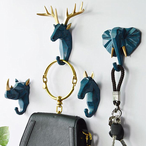 1Pc Nordic Animal Hanging Coat Hook Wall Punch-free Deer Head Key Hanger Home Storage ► Photo 1/6