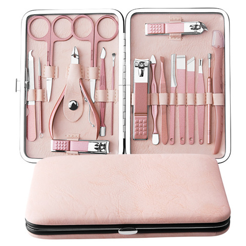 18/15/16/13/12/10/7 pcs Rose Gold Nail Clipper Set Stainless Steel Gradient Color Nail ScissorsTweezer Foot Hand Care Tools Kit ► Photo 1/5