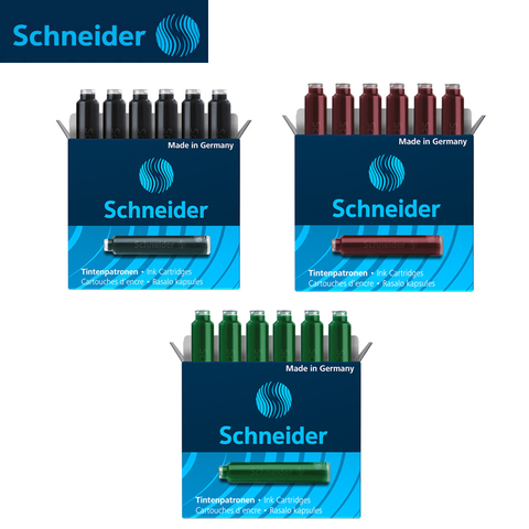 Schneider Fountain Pen Ink Cartridges Refills Black/Blue/Green/Red International Standard Size Original Smooth Inks ► Photo 1/6