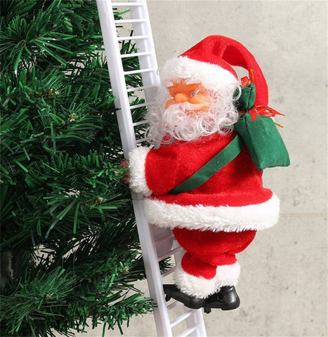 Lovely Christmas Santa Claus Electric Climb Ladder Hanging Decoration Christmas Tree Ornaments Funny New Year Kids Gifts Party ► Photo 1/4