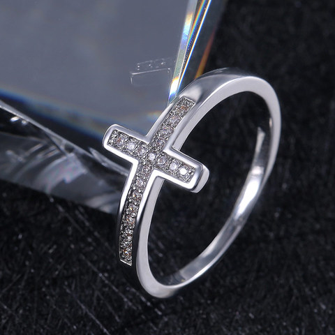 Huitan Simple Cross Women Finger Ring Inlaid Shine CZ Stone Daily Wear Fashion Rings Anniversary Girl Gift Versatile Jewelry Hot ► Photo 1/6