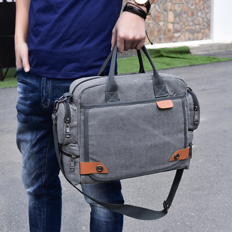 Multi-function canvas men bag Fashion shoulder bag for men Business casual crossbody messenger bag briefcase travel bags ► Photo 1/6