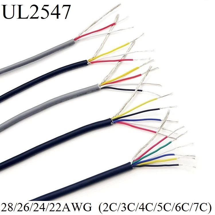 UL2547 2/3/4/5 Multicore Shielded Cable 22-28AWG Tinned Copper Signal Wire Black 