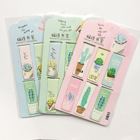 1PCS/6pcs Kawaii Cat Cactus Magnetic Bookmarks Cute Books Marker Stationery School Office Supply Paper Clip Holder ► Photo 1/6