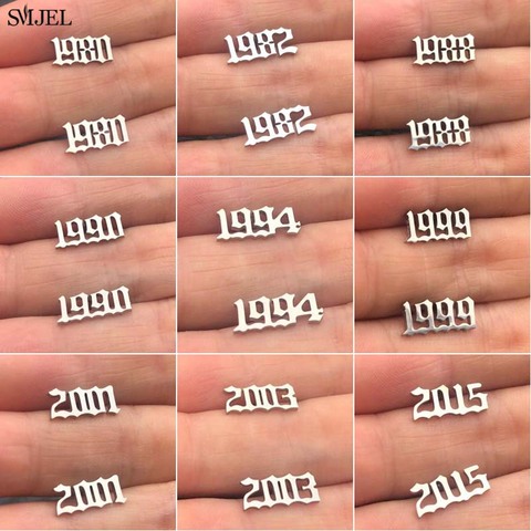 SMJEL Small Year Number Stud Earrings Women Fashion Stainless Steel Earings Custom Year 1989 2011 Birthday Gift 1980 to 2022 ► Photo 1/6