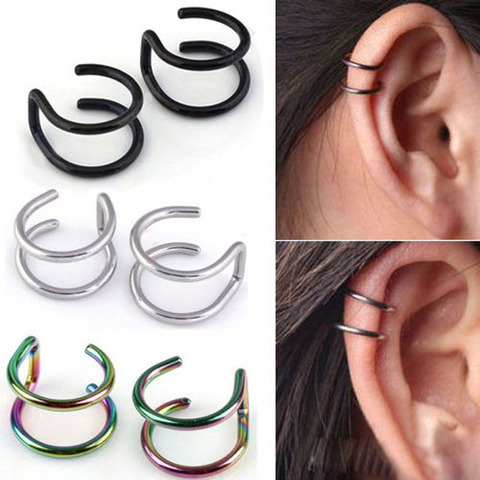 2 Pcs/set Punk Simple Ear Clip Cuff Wrap Earrings For Women Fashion Jewelry Clip-on Earrings Non-piercing Ear Cuff Eardrop ► Photo 1/6