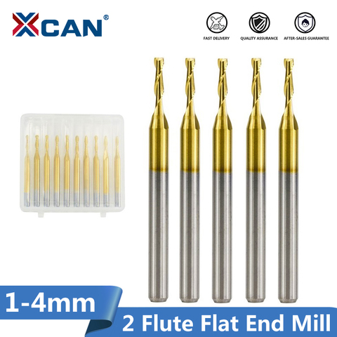 XCAN 10pcs 1mm Tungsten Carbide Flat End Mills 3.175 Shank CNC Router Bit for Wood/Plastic Cut 2 Flute Spiral End Mill ► Photo 1/4