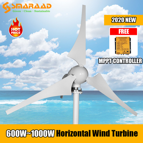 600W 800W 1000W New Energy 3 5 6 Blades Windmill 12v 24v Small Wind Turbine Generator Free MPPT Controller For Home Street Lamps ► Photo 1/6