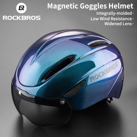 ROCKBROS Bicycle Helmet Men EPS Integrally-molded Breathable Cycling Helmet Men Women Goggles Lens Aero MTB Road Bike Helmet ► Photo 1/6