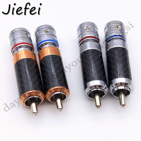 1Pcs Copper Hifi RCA Audio Male Plug Solder Audiophile Carbon Fiber Rhodium Plated Speaker Cable Connector Terminals Adapter ► Photo 1/6