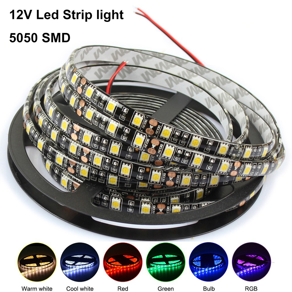 RGB/ White/ /Warm White/Red 5050 60LEDs/m Flexible Black PCB LED Strip Light 5M 