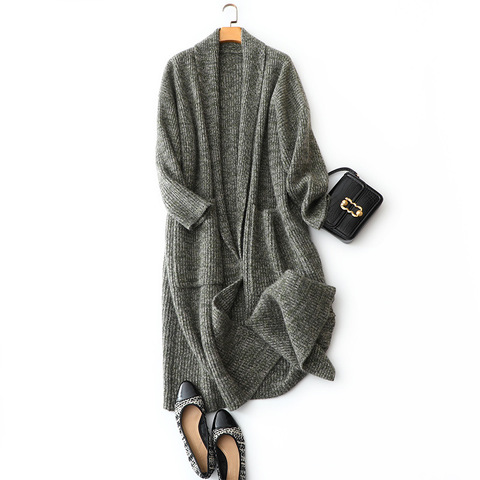 luxury winter warm women's oversized cardigan coat long ladies high quality 100% pure cashmere cardigan sweater fashion knitwear ► Photo 1/5