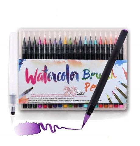 20 Color Premium Soft Watercolor Brush Pen Flexible Tip Painting