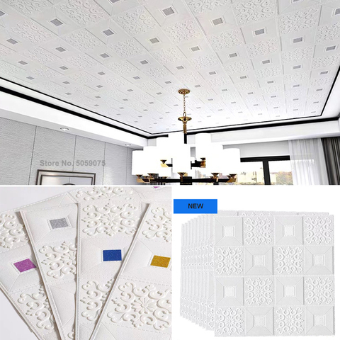 10pcs 3D stereo wall stickers self-adhesive ceiling decorative stickers living room bedroom waterproof wallpaper foam wallpaper ► Photo 1/6