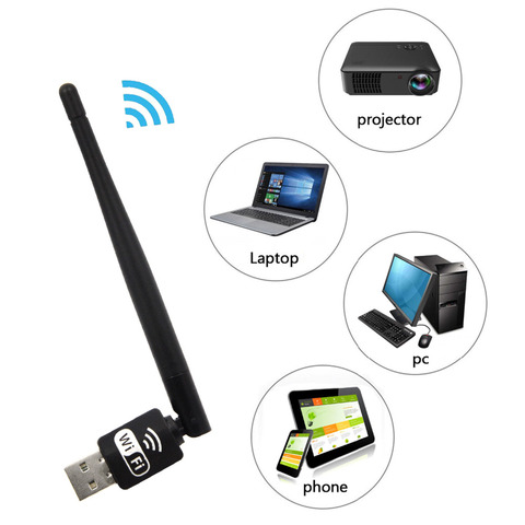 Elisona USB WiFi Receiver Adapter 150Mbps Lan Wireless Network Card w/3DB Antenna for XP Vista Windows 7 Linux MAC OS X Computer ► Photo 1/6