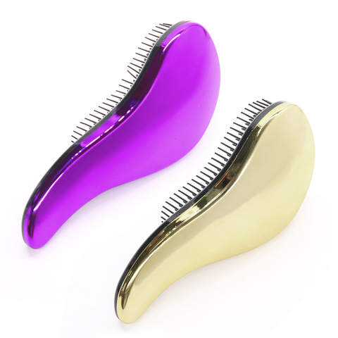 1pc Anti-static Hair Brush Massage Comb Detangling Hair Brushes Electroplate Shower Massage Wet Hairbush Salon Hair Styling Tool ► Photo 1/6