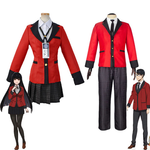 Anime Kakegurui Jabami Yumeko Cosplay Costume Japanese Red Full