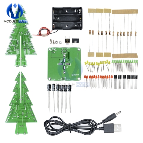 Christmas Trees LED DIY Kit Professional Red Green Flash LED Circuit Diy Electronic Module Board With Battery Case Shell ► Photo 1/6