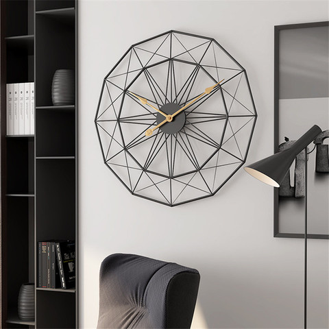 50cm Industrial Style Vintage Iron Wall Clock Modern Design Geometric Hanging Watch Large for Office Living Room Home Decoration ► Photo 1/6