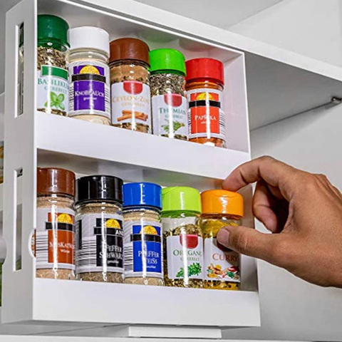 Multifunctional Rotating, Spice Rack Organizer For Kitchen Cabinets